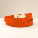 Lucca Belt, Orange Leather - Gold Buckle