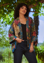 Primula Teal Wool Kimono Jacket