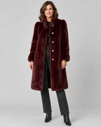Eva Faux Fur Coat, Burgundy