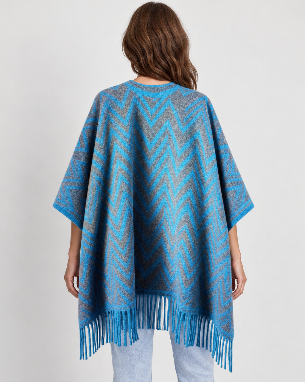 Marita Poncho Cape, Blue