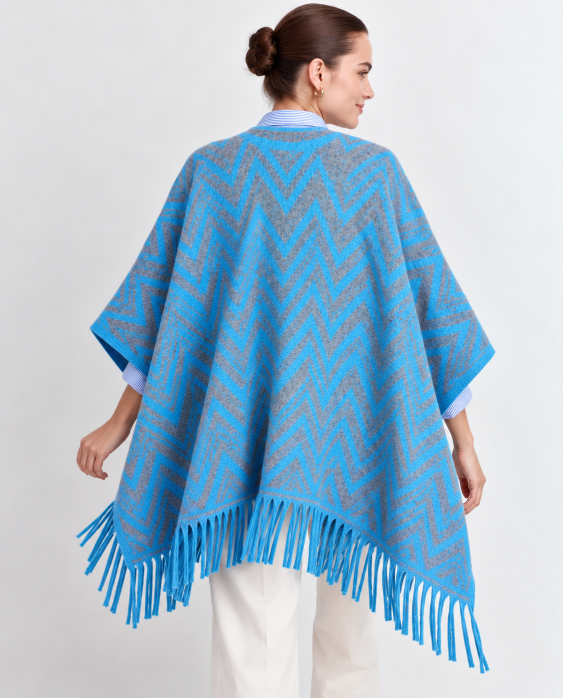 Marita Poncho Cape, Blue