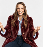Eva Faux Fur Coat, Burgundy