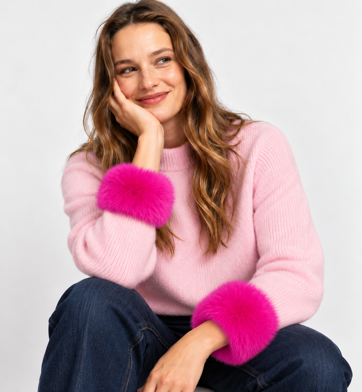 Faux Fur Wrist Cuffs, Fuchsia