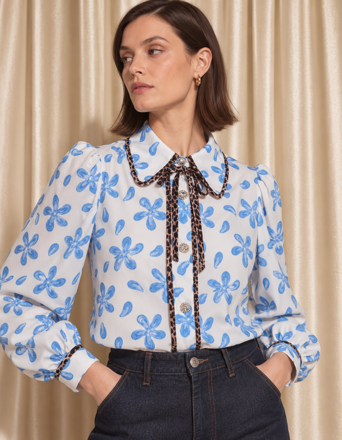 Siro Print Blouse, White