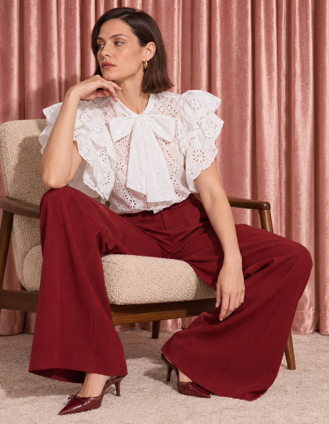 Sofia Bow Blouse, White