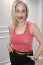 Faye Lurex Vest Top, Coral Red