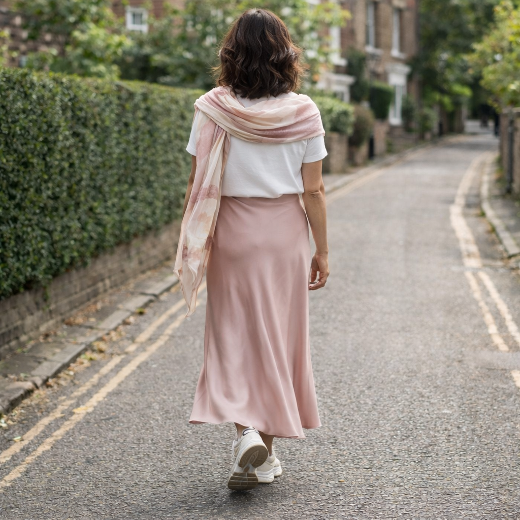Satin Slip Skirt, Soft Pink