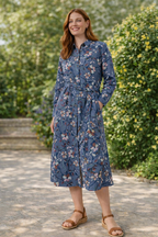 Anya Midi Shirt Dress, Shibori, Navy