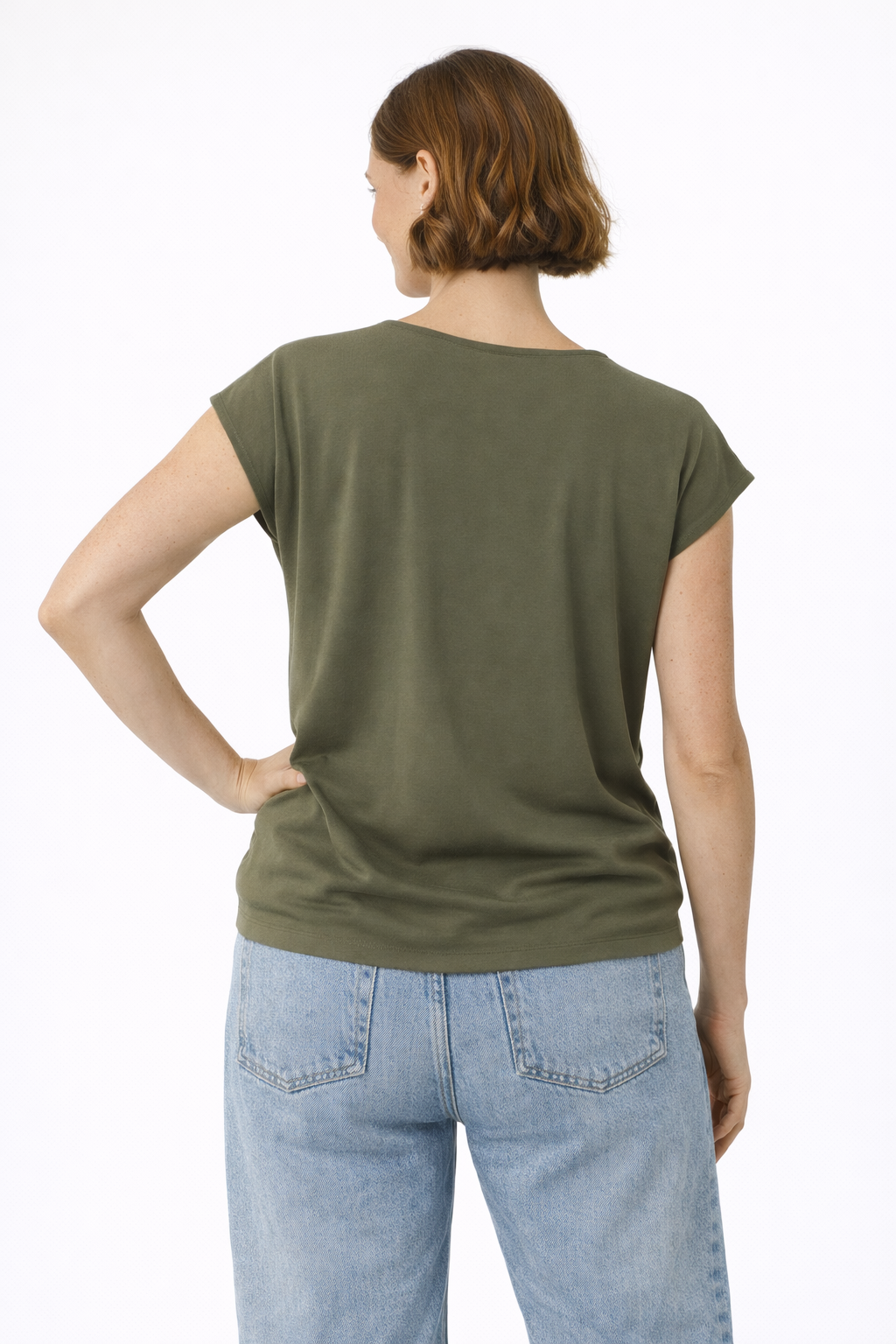 Kamala Lacy V-Neck Tee, Grape Leaf