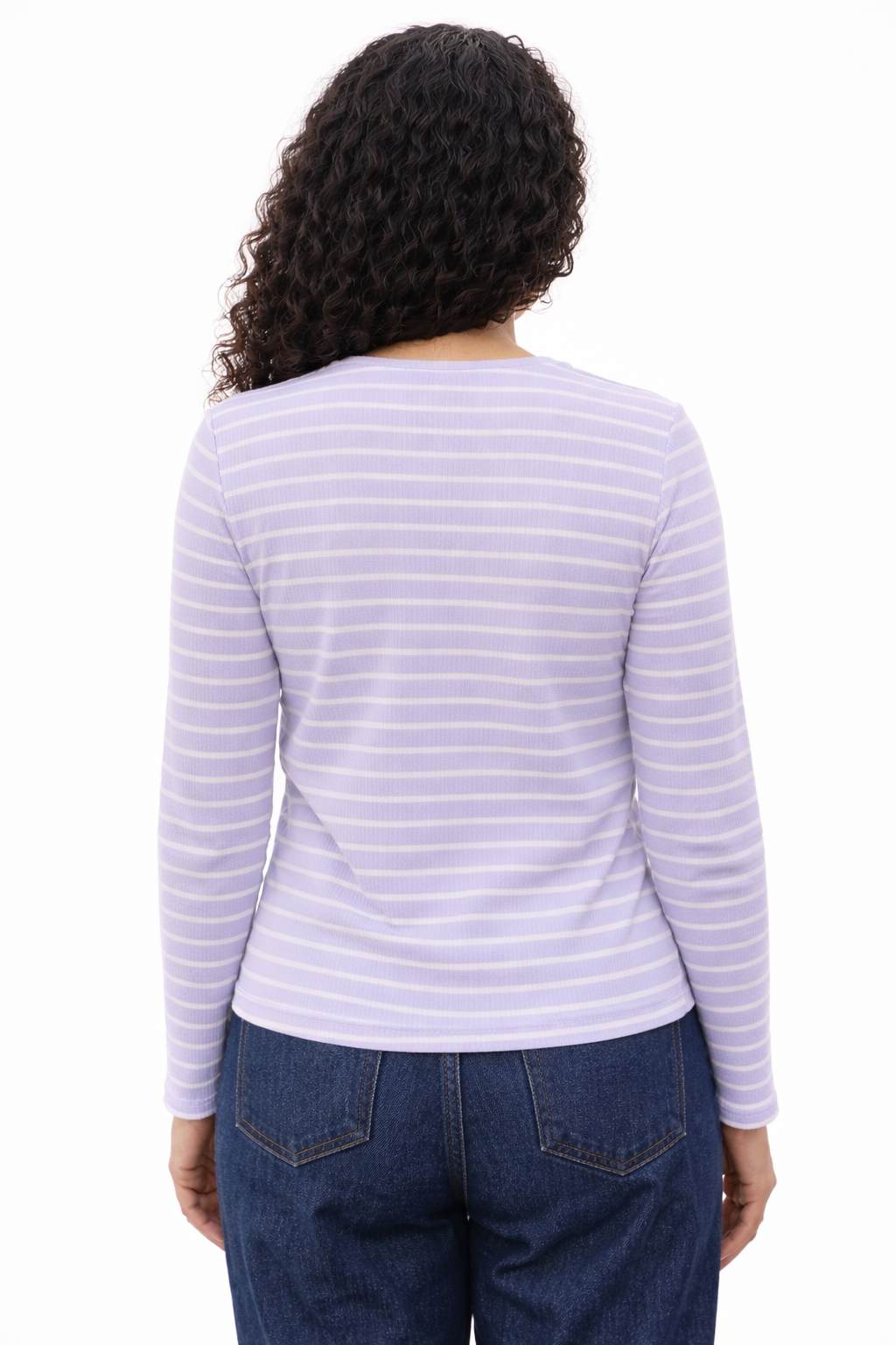 Ruka Long-Sleeved Top, Baby Lavender Stripes