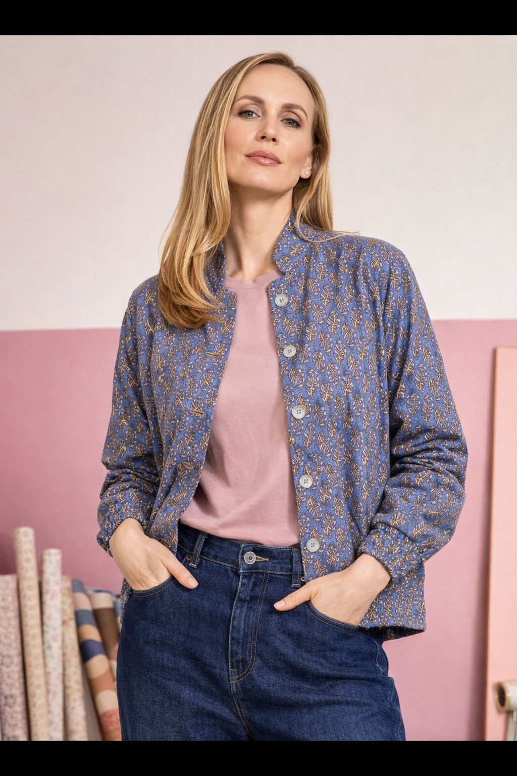 Luna Reversible Bomber Jacket, Blue Mist