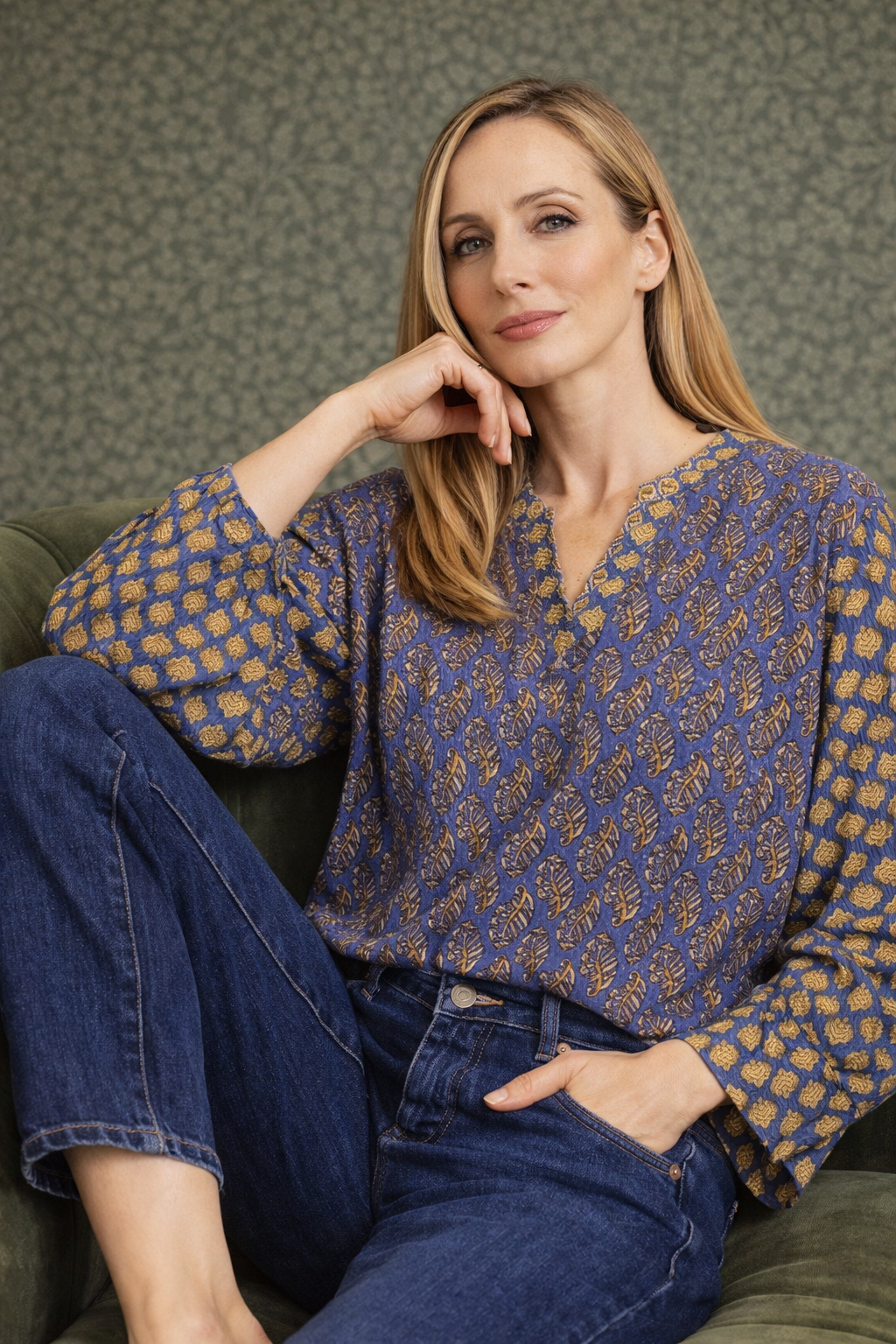 Luna Blouse, Blue Multi