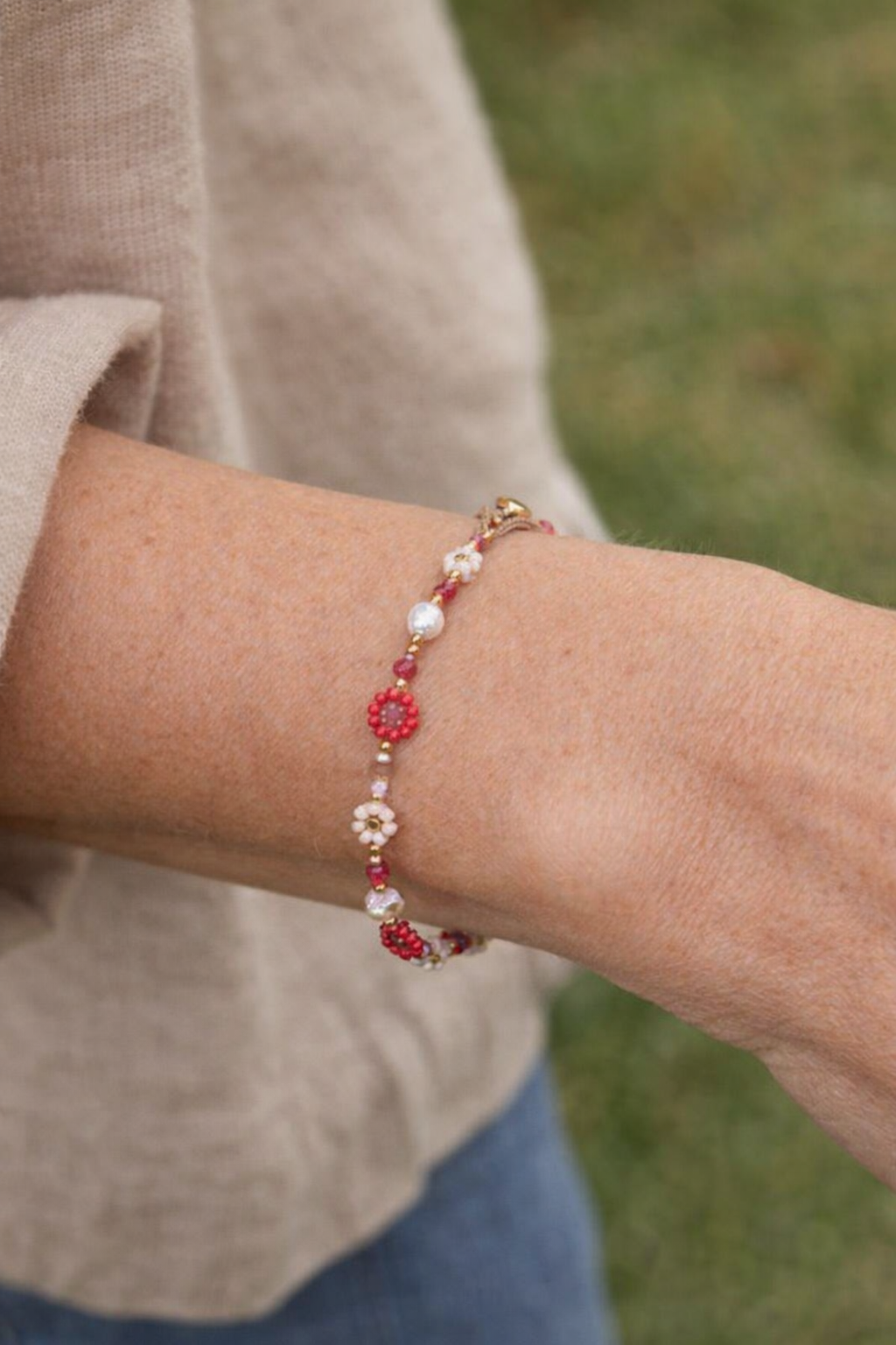 Lulu Flower Bracelet, Coral