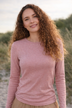 Faye Lurex Long-Sleeved Top, Rose