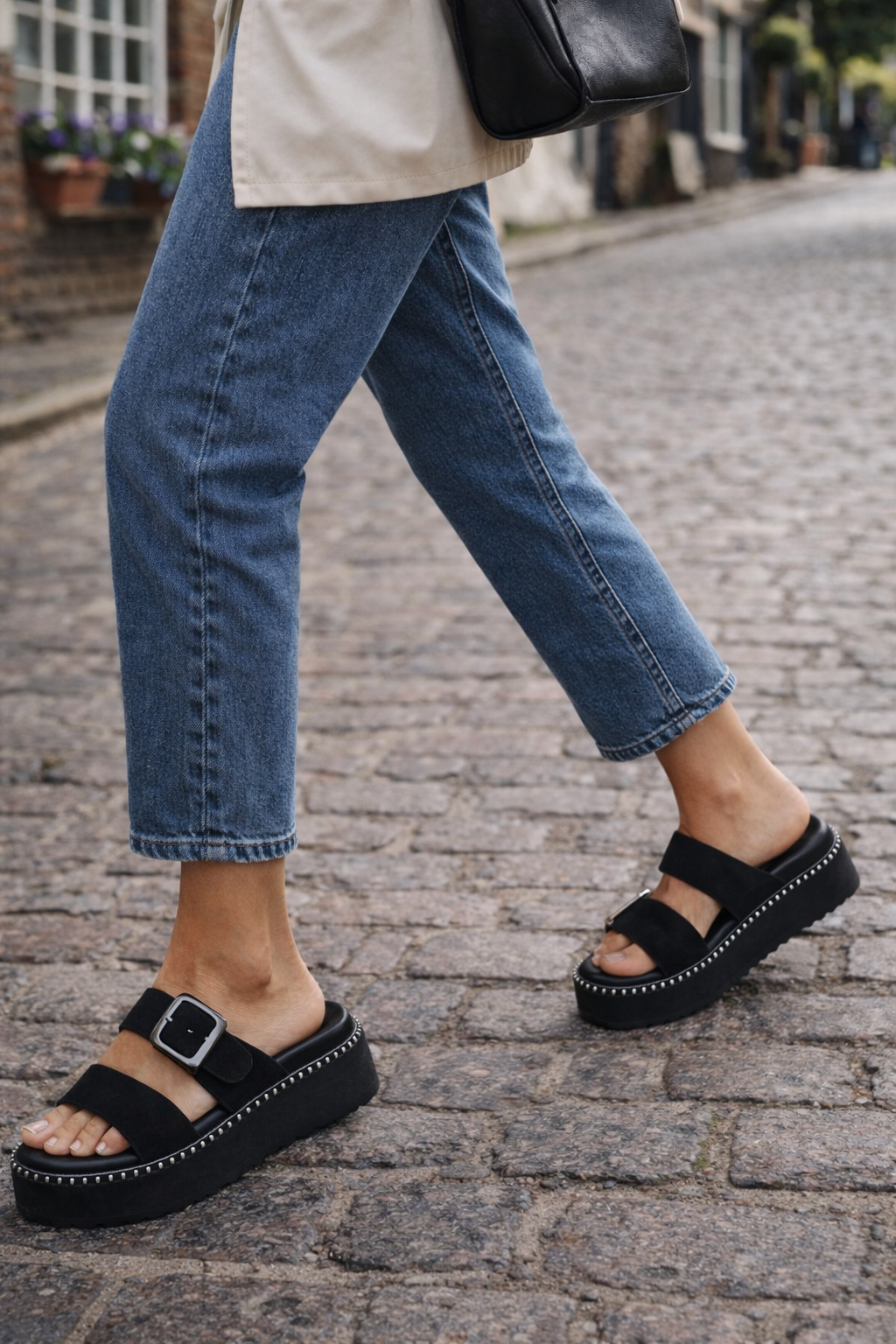 Scarlet Cushioned Sandal, Black