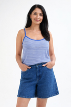 Fabiola Top, Blue Stripes