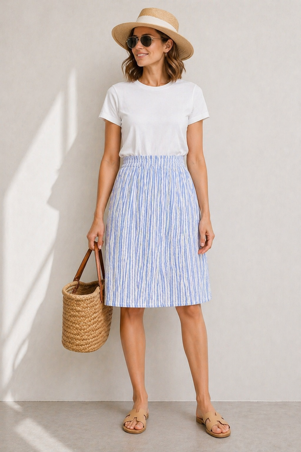 Cayla Skirt, Nouvean Navy Stripes