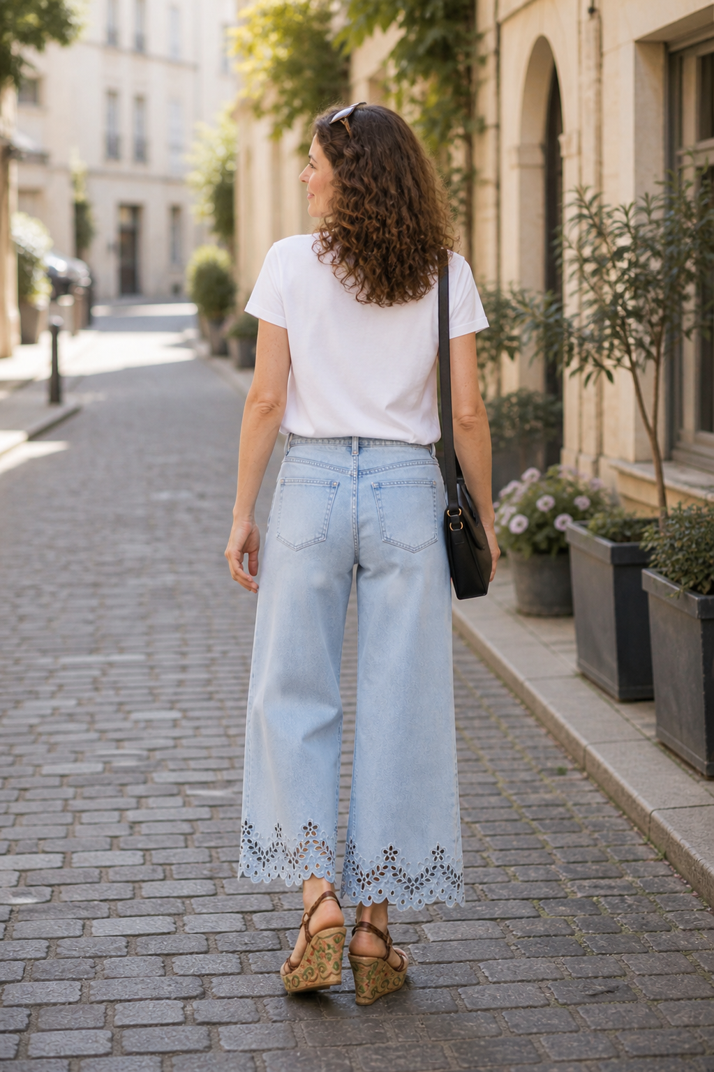 Colette Floral Detail Jean, Light Blue Denim