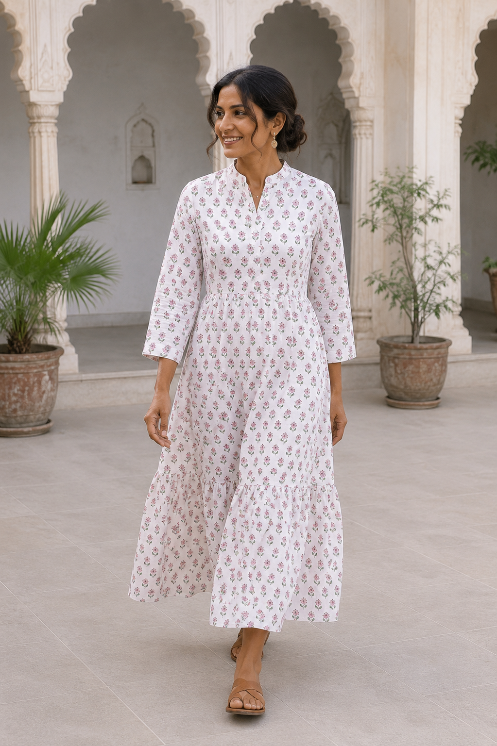 Eloise Cotton Dress, Rosewater Bloom
