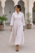 Eloise Cotton Dress, Rosewater Bloom