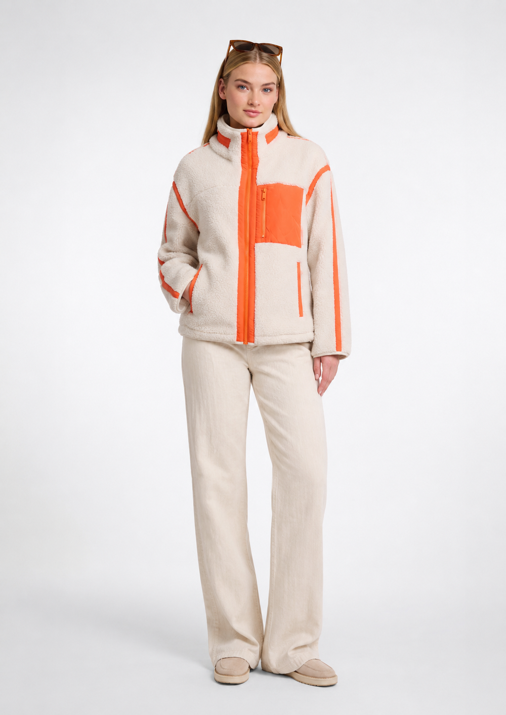 Bisma Cropped Jacket, Birch with Orange