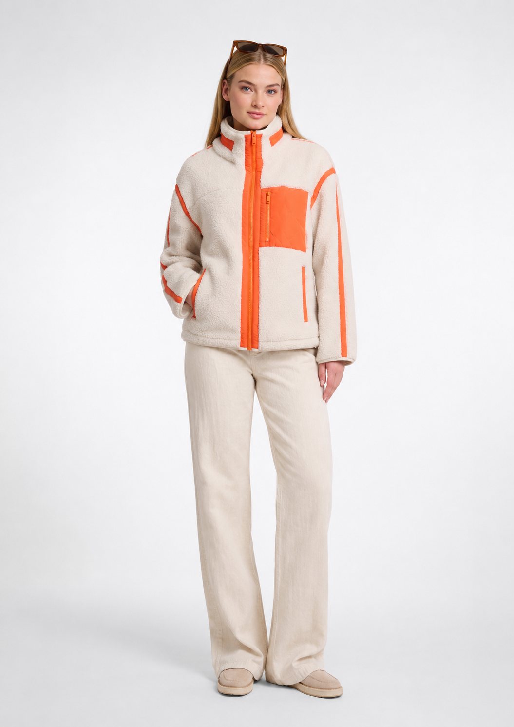Bisma Cropped Jacket, Birch with Orange