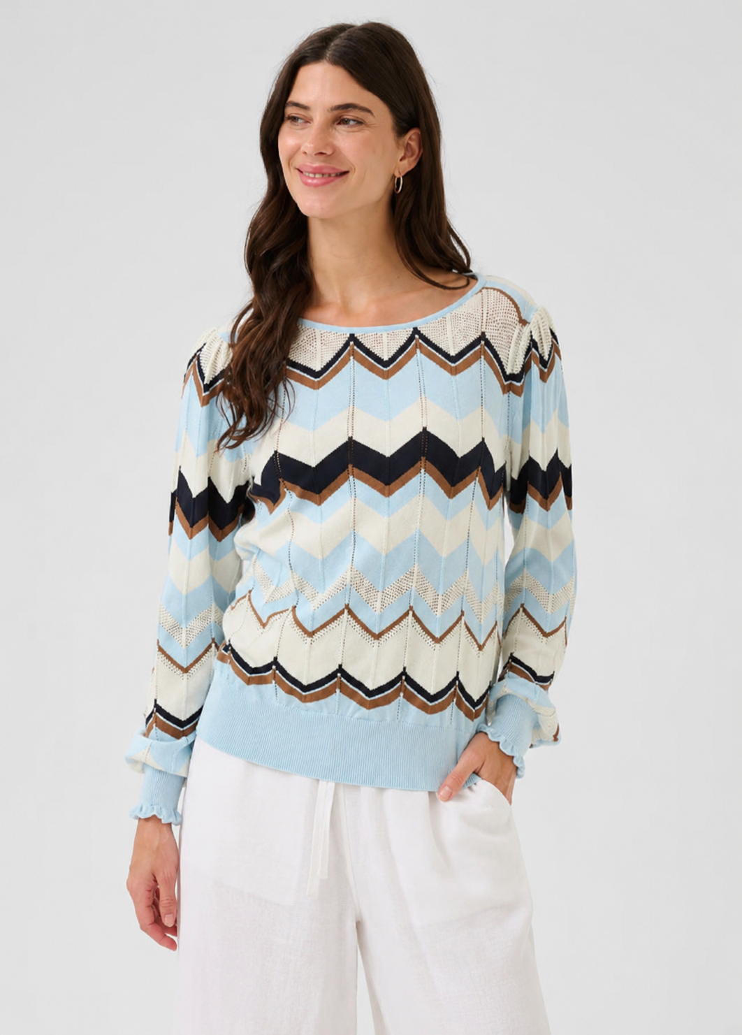 Netes Pullover, Cashmere Blue Zigzag