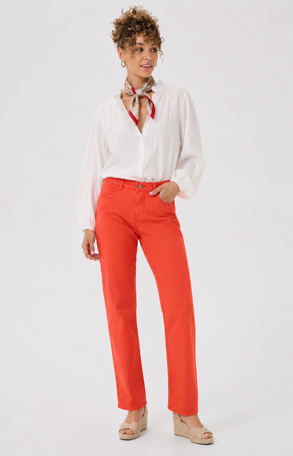 Sophia Straight Twill Jeans, Paprika