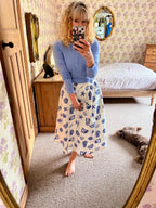 Mireya Midi Skirt, Blue Lobster