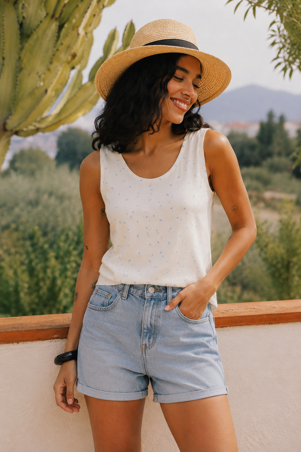 Rylie Top, Ditsy Blue