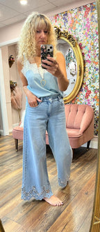 Pia Contrast Camisole, Light Blue