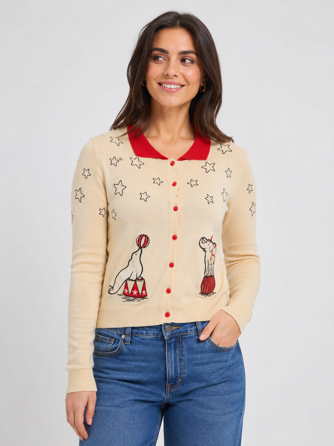 Circus Collar Cardigan, Cream