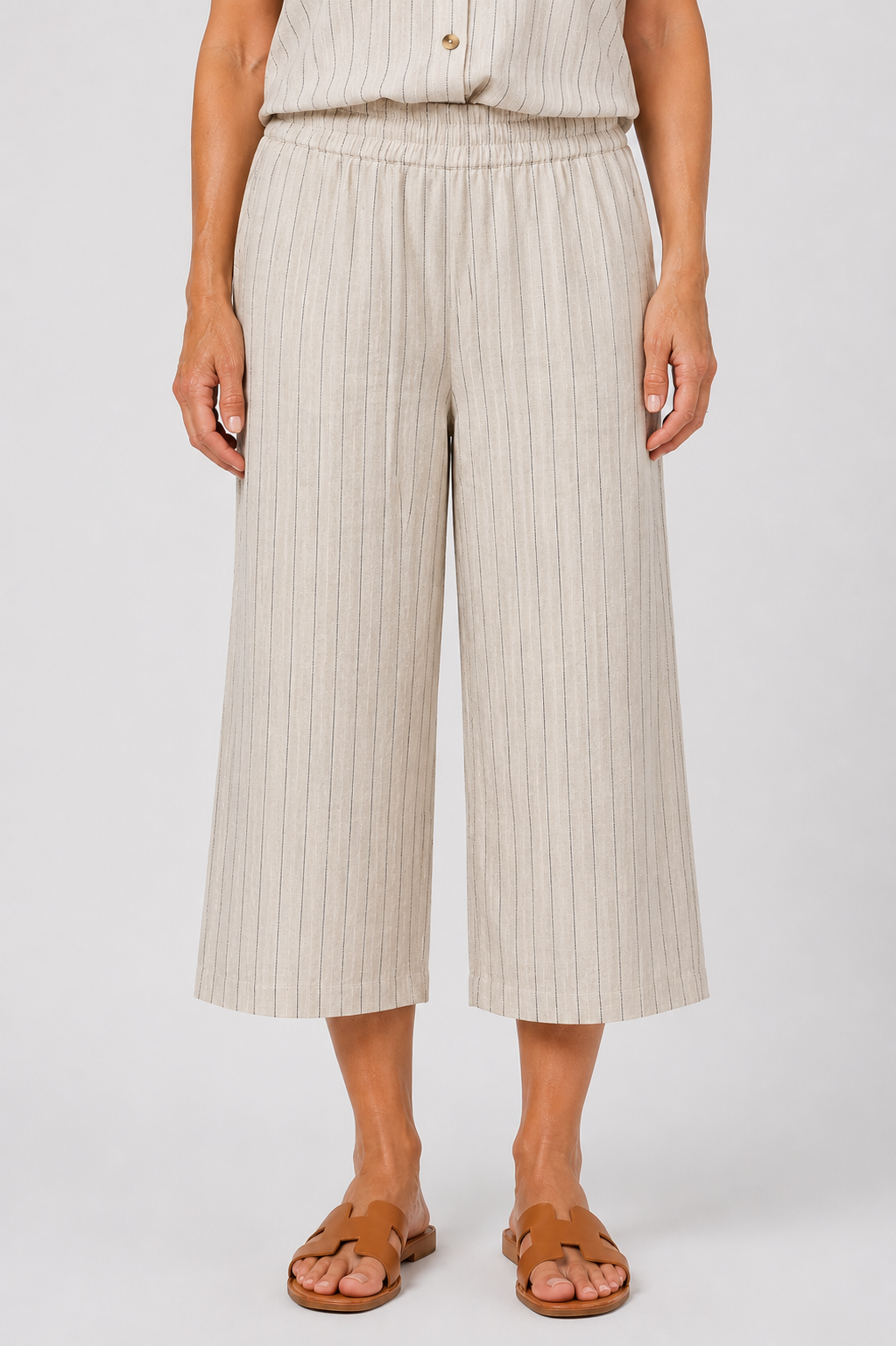 Pia High-Waisted Crop Trouser, Birch & Dark Grey