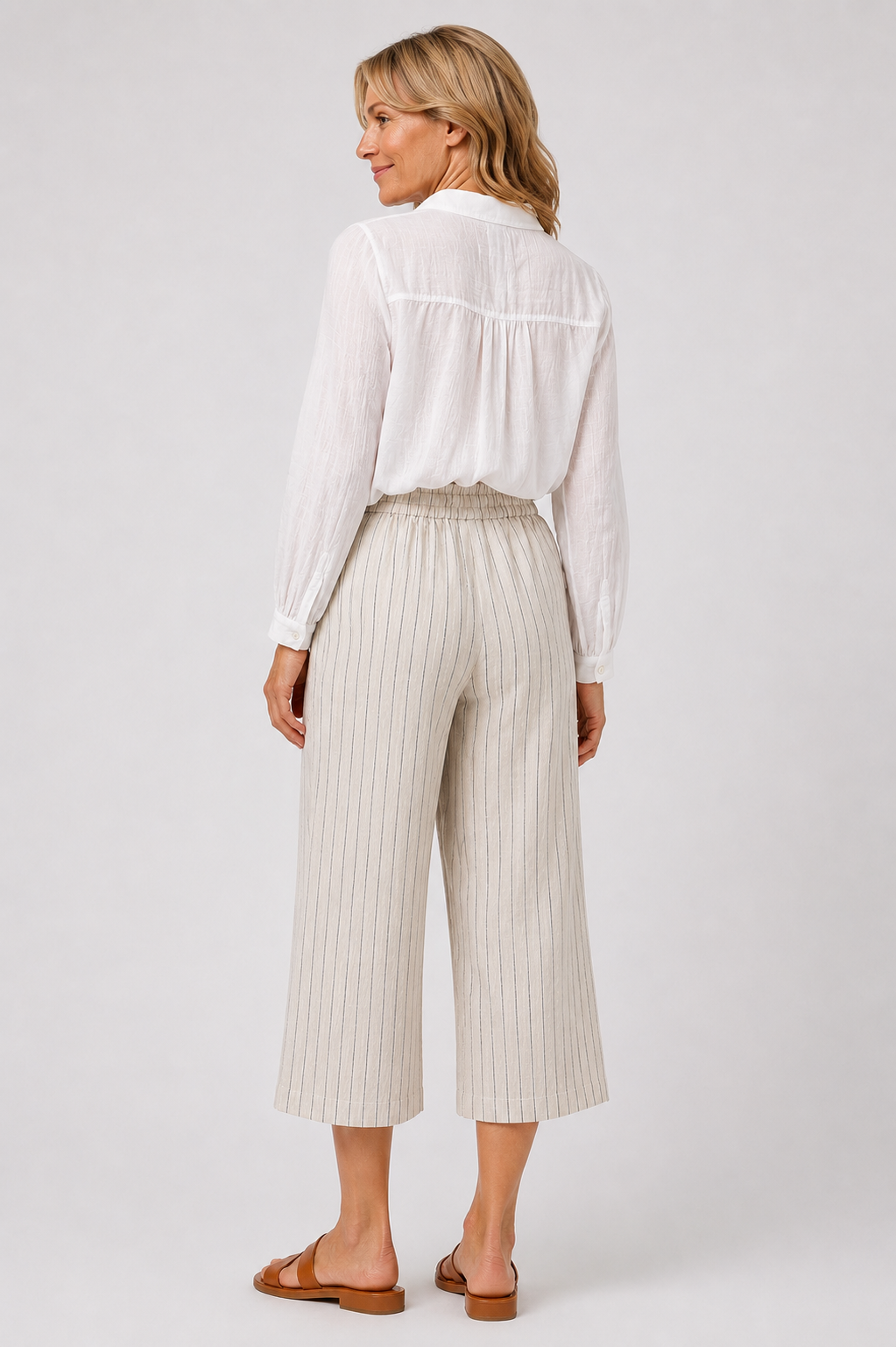 Pia High-Waisted Crop Trouser, Birch & Dark Grey