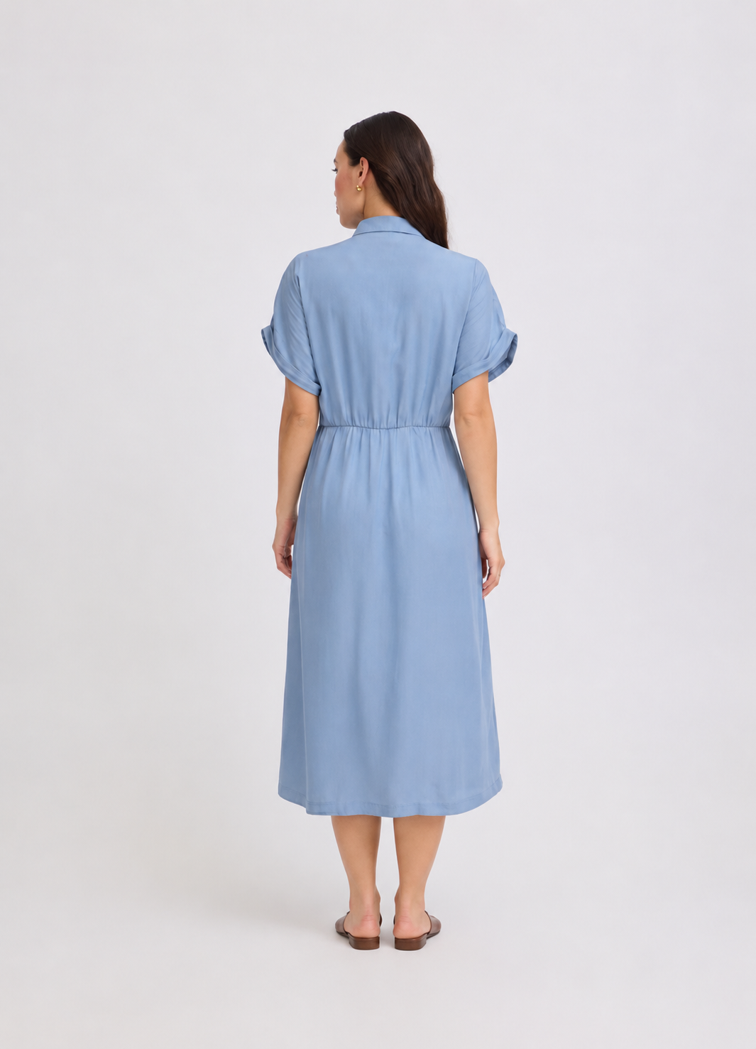 Kosmo Button Dress, Light Blue Denim Stripe