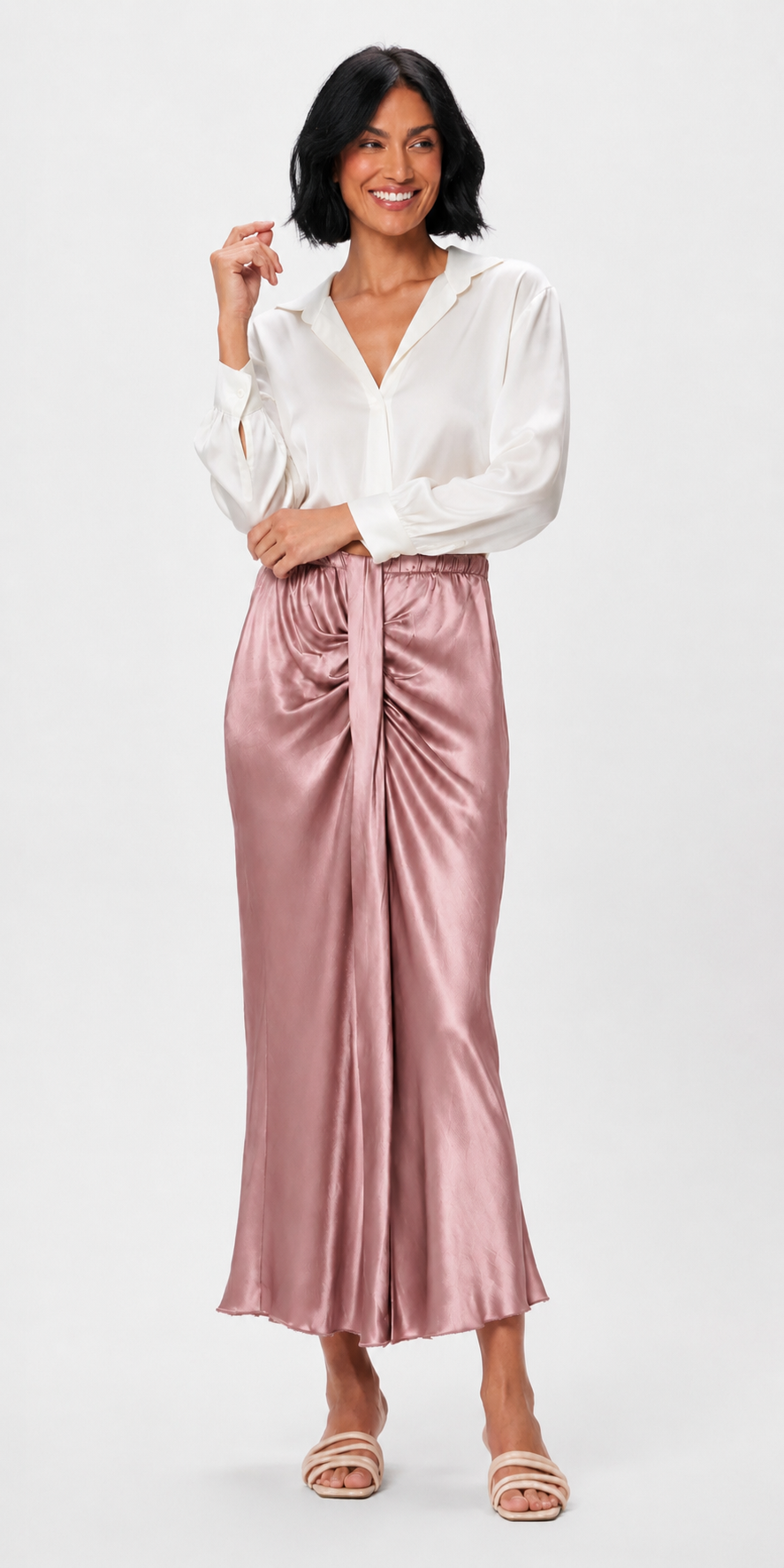Melanie Satin Skirt, Dusty Rose