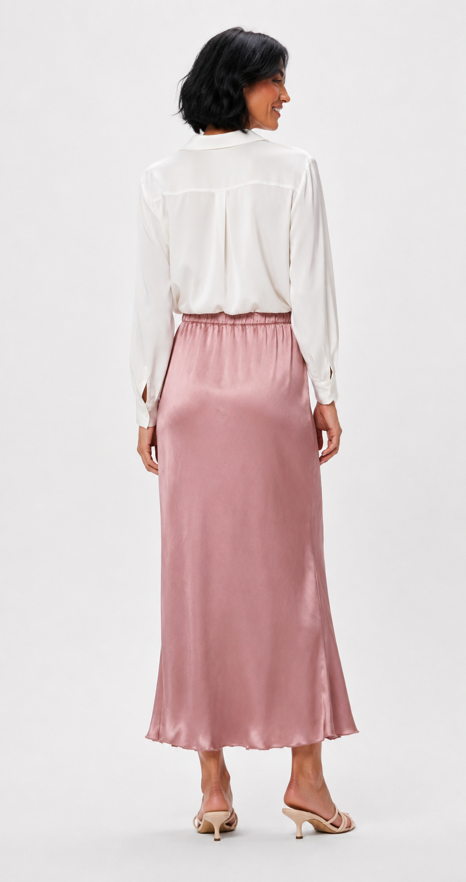 Melanie Satin Skirt, Dusty Rose