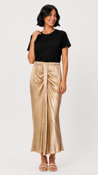 Melanie Satin Skirt, Champagne