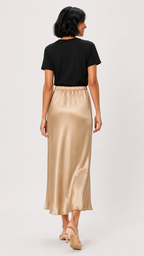 Melanie Satin Skirt, Champagne
