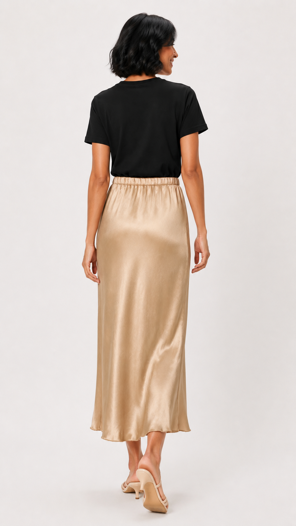 Melanie Satin Skirt, Champagne