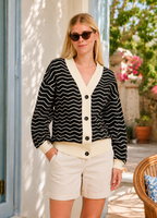 Otari Zig-Zag Cardigan, Black Mix