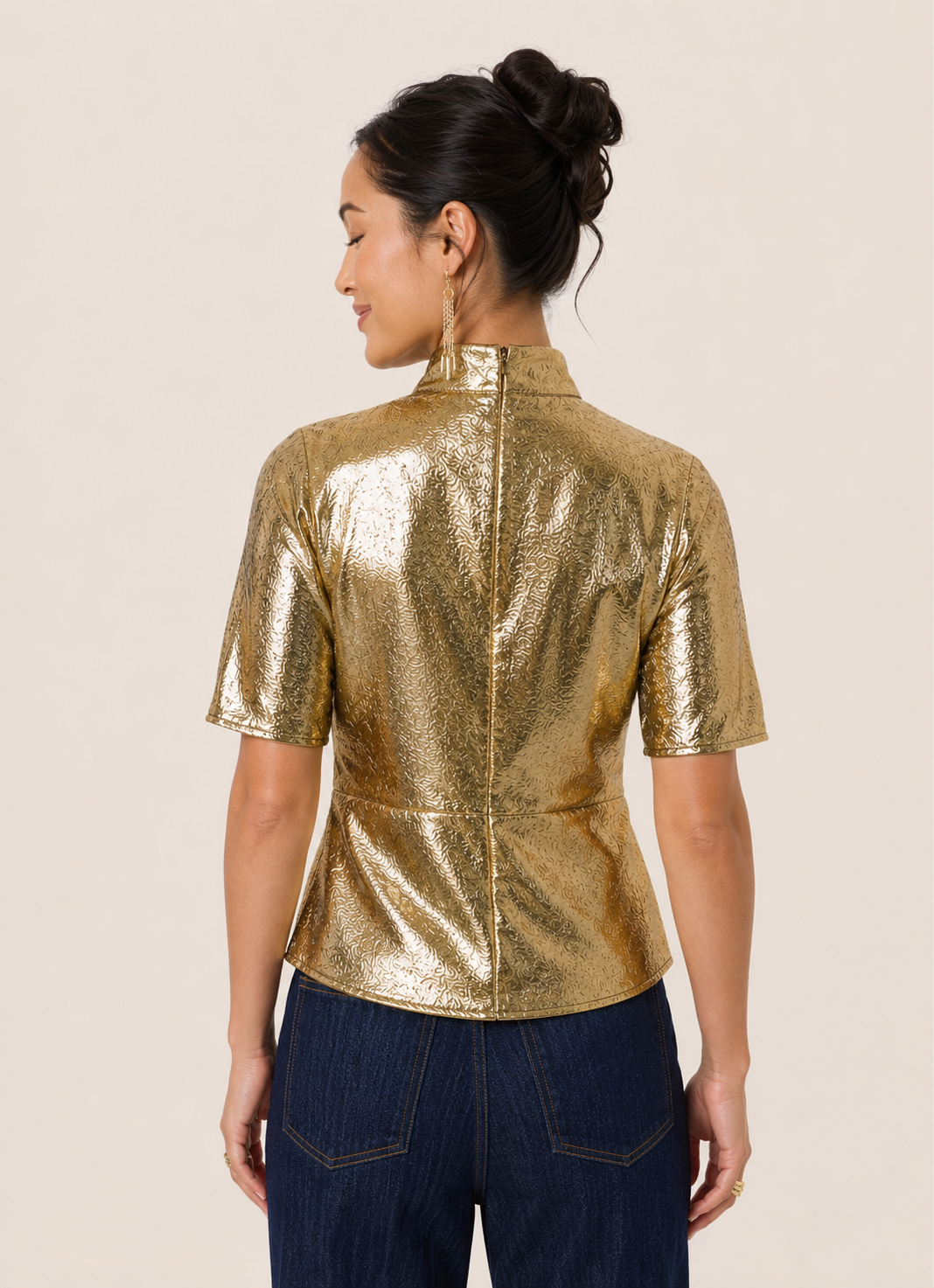 Mirmir Short Sleeved Blouse, Golden Surface