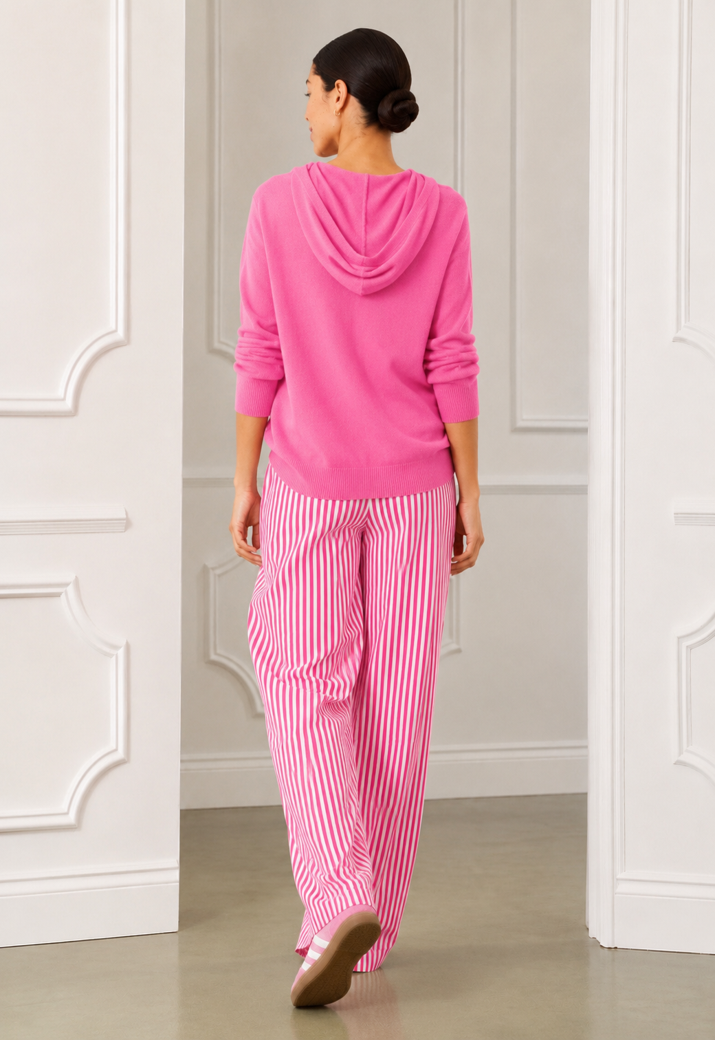 Dean Cotton Trouser, Hot Pink Stripe
