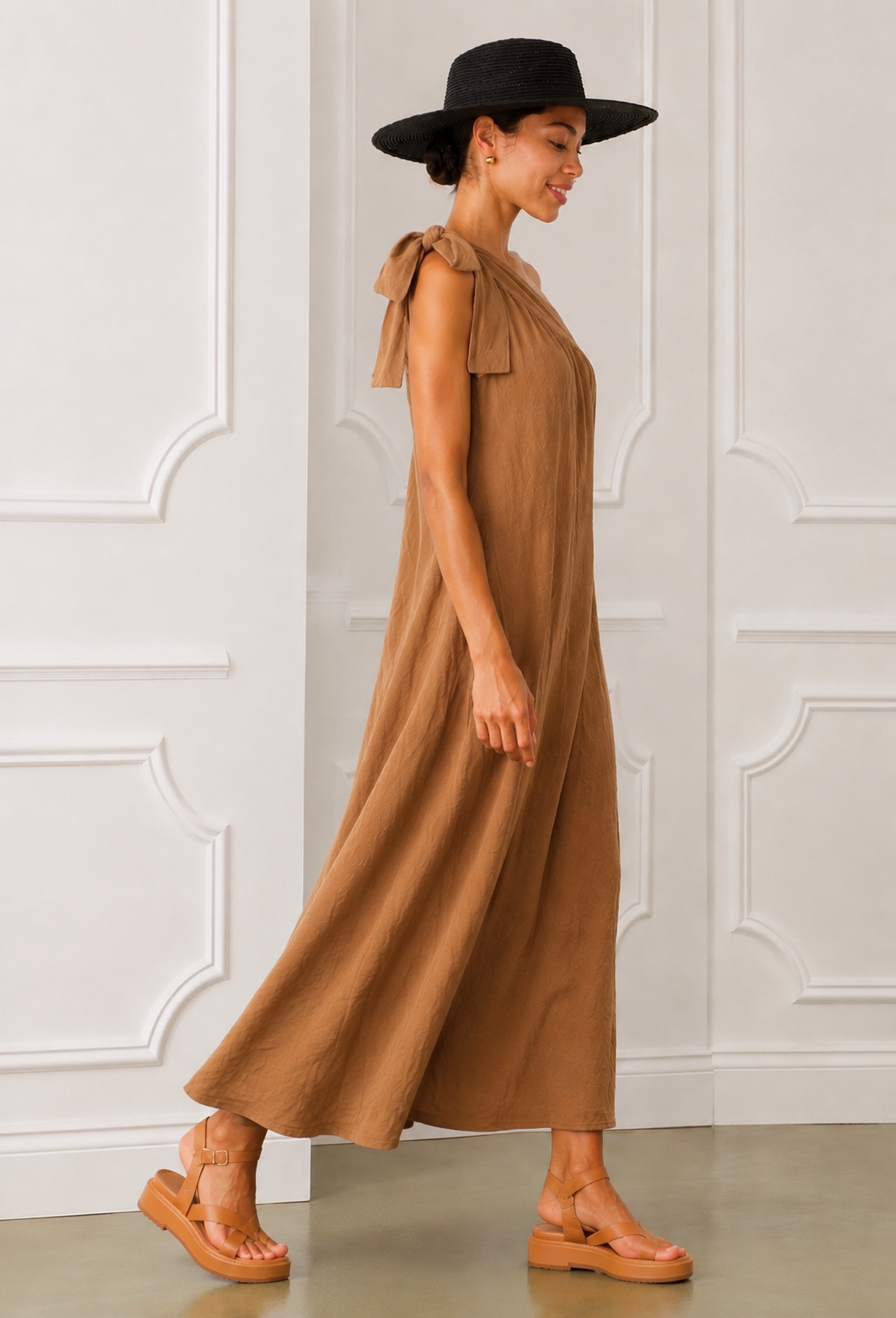 Daria Linen Dress, Camel