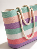 Beach Tote Bag & Sun Hat, Pastel Stripes