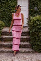 Magda Floral Crochet Knit Cover-Up Dress, Pink