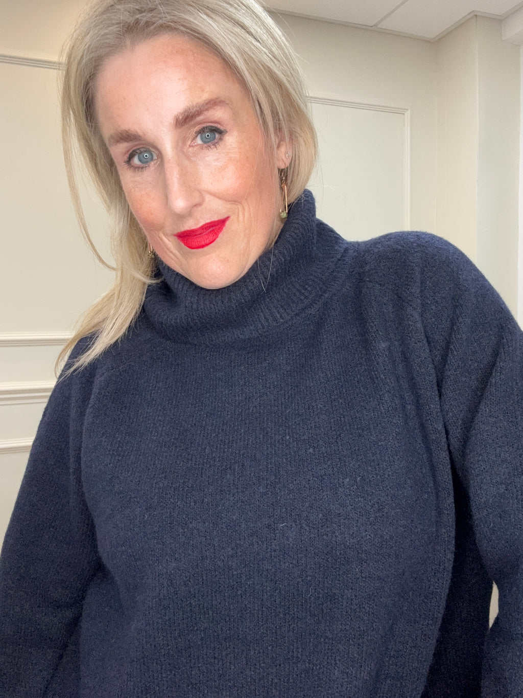 Navy Roll Neck Oversized Jumper