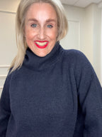 Navy Roll Neck Oversized Jumper