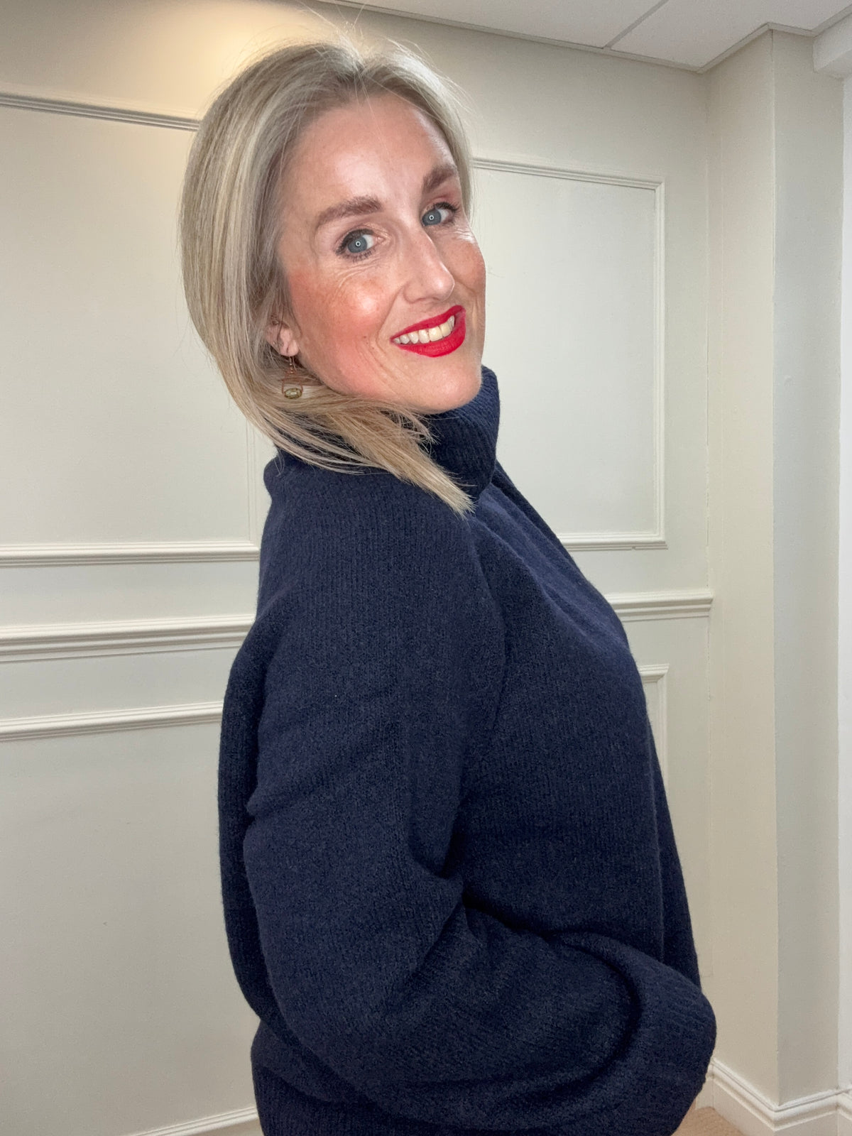 Navy Roll Neck Oversized Jumper