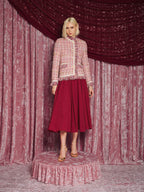 Solace Fringe Tweed Jacket, Multi Pink